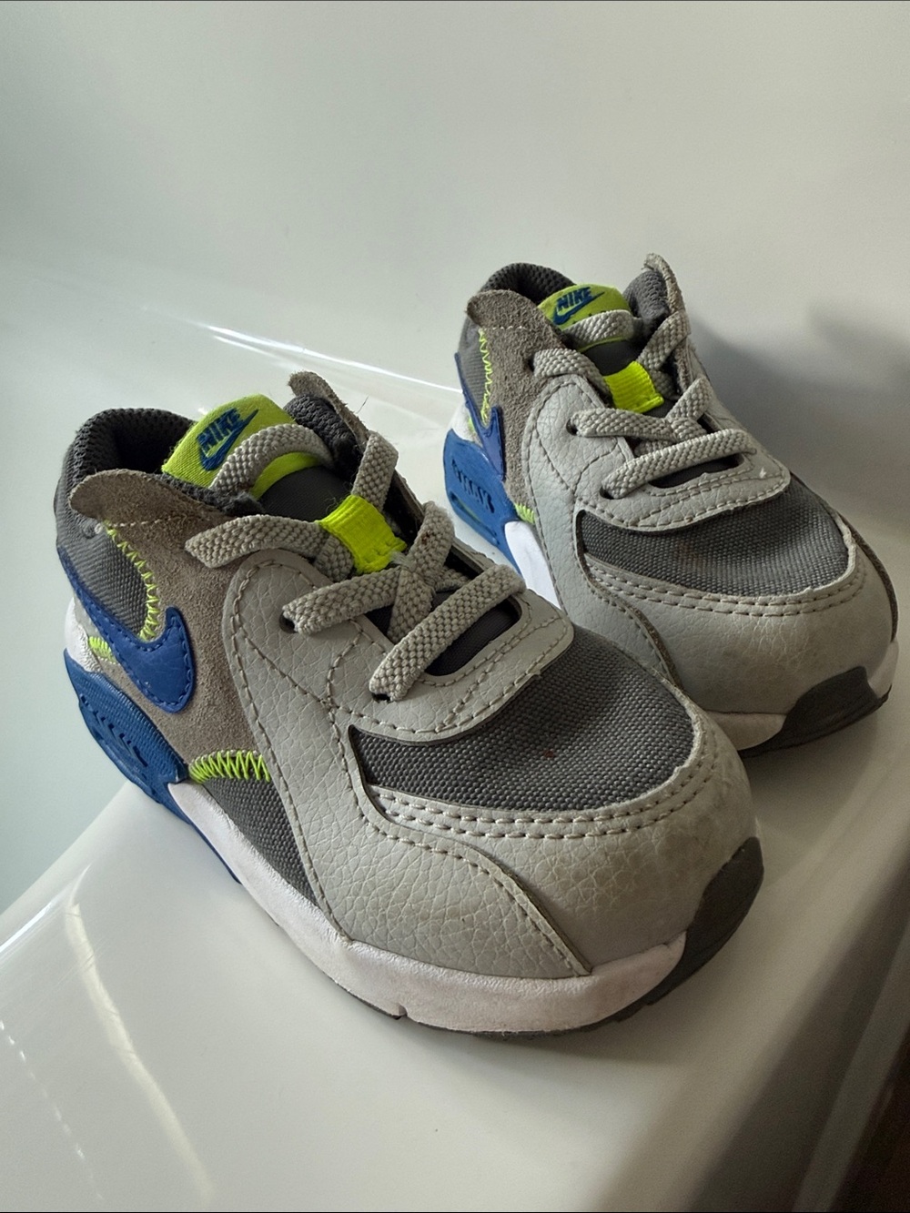 Nike Kids' Sneakers - Gray, Blue & Neon Yellow Accents
